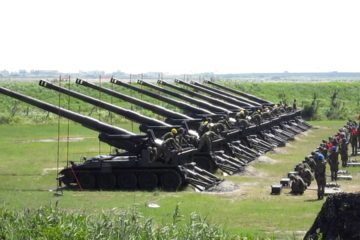 Army of Taiwan Firing Heavy Artillery Guns