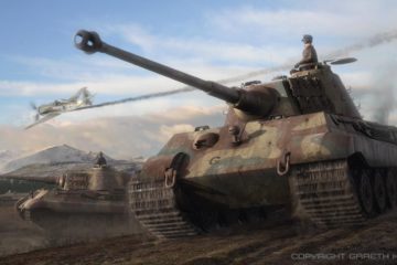 German King Tiger Tank Tiger II , rare WW2 Original Movies Documentation and Art Painting