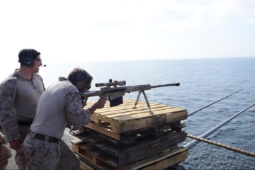 US Marines - Live-Fire Exercise on the Flight Deck of Amphibious Dock Landing Ship
