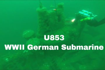 U-853 is a popular deep sea diving site. She rests in 121 feet (37 m) of water.