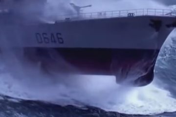 Navy Ships in High Seas