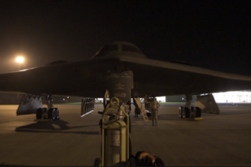 Three B-2 Stealth Bombers arrive at RAF Fairford, UK to execute a Bomber Task Force mission